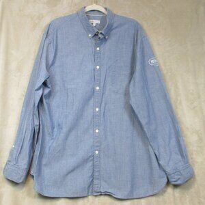 Peter Millar Cotton Chambray Style Men's Button Up Shirt Embroidered Logo XL
